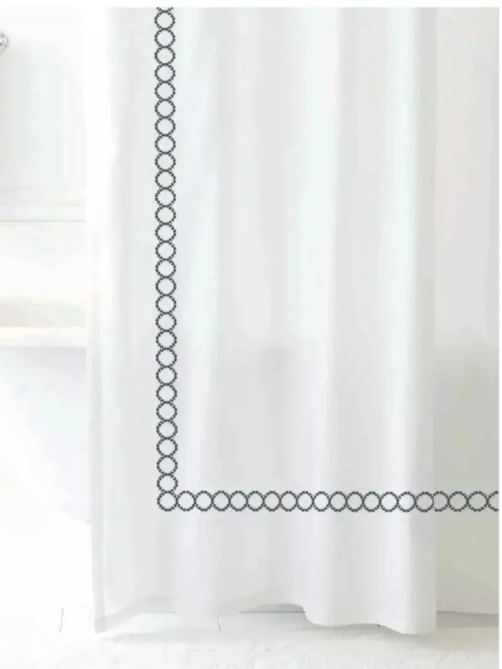 Savoy White/Charcoal 72x72 Shower Curtain